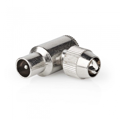 IEC (Coax) Connector | 90° Gehoekt | Male | Vernikkeld | 75 Ohm | Schroef | Diameter kabelinvoer: 7.0 mm | Metaal | Zilver | 2 Stuks | Doos