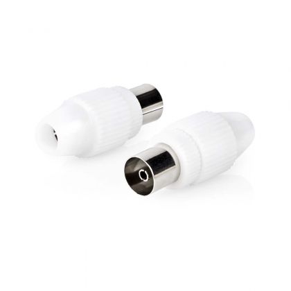 IEC (Coax) Connector | Recht | Female | Vernikkeld | 75 Ohm | Schroef | Diameter kabelinvoer: 7.0 mm | Metaal / Polyvinylchloride (PVC) | Wit | 2 Stuks | Doos