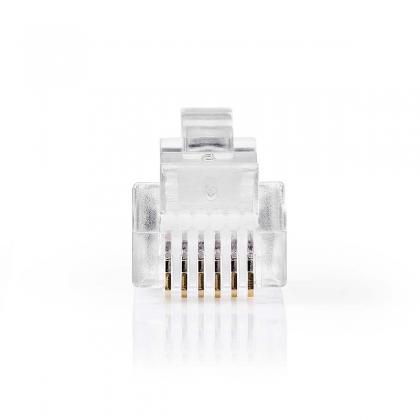 Telecom-Connector | Type Aansluiting: RJ12 | Recht | Connectorplating: Goud Verguld | PVC | Transparant