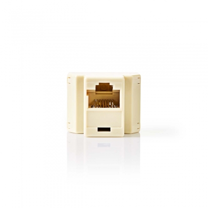 Telecom-Netwerksplitter | RJ45 Female | 2x RJ45 Female | Verguld | Ivoor | PVC | Doos