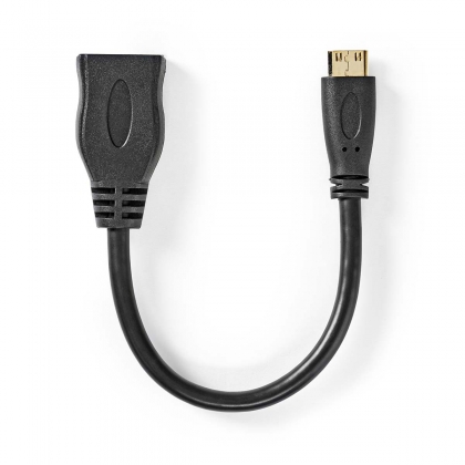 High Speed ​​HDMI™-Kabel met Ethernet | HDMI™ Mini-Connector | HDMI™ Output | 4K@30Hz | 10.2 Gbps | 0.20 m | Rond | PVC | Zwart | Doos