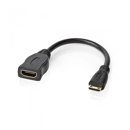 High Speed ​​HDMI™-Kabel met Ethernet | HDMI™ Mini-Connector | HDMI™ Output | 4K@30Hz | 10.2 Gbps | 0.20 m | Rond | PVC | Zwart | Doos