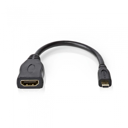 High Speed ​​HDMI™-Kabel met Ethernet | HDMI™ Micro-Connector | HDMI™ Output | 4K@30Hz | 10.2 Gbps | 0.20 m | Rond | PVC | Zwart | Doos