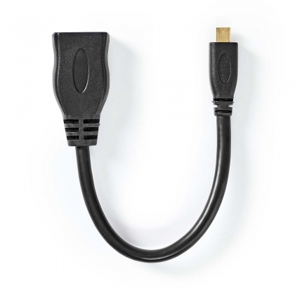 High Speed ​​HDMI™-Kabel met Ethernet | HDMI™ Micro-Connector | HDMI™ Output | 4K@30Hz | 10.2 Gbps | 0.20 m | Rond | PVC | Zwart | Doos