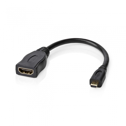 High Speed ​​HDMI™-Kabel met Ethernet | HDMI™ Micro-Connector | HDMI™ Output | 4K@30Hz | 10.2 Gbps | 0.20 m | Rond | PVC | Zwart | Doos