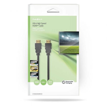 Ultra High Speed ​​HDMI™-Kabel | HDMI™ Connector | HDMI™ Connector | 8K@60Hz | 48 Gbps | 5.00 m | Rond | 6.7 mm | Zwart | Doos