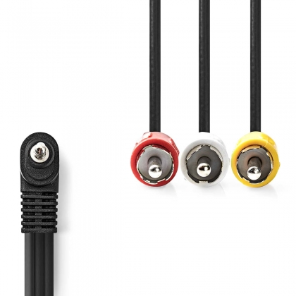 Audio-Videokabel | 3,5 mm Male | 3x RCA Male | Vernikkeld | 1.00 m | Rond | PVC | Zwart