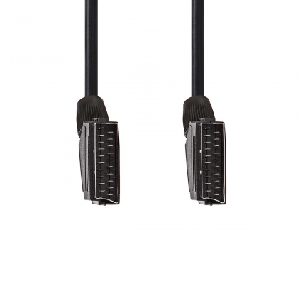 SCART-Kabel | SCART Male | SCART Male | Vernikkeld | 480p | 1.50 m | Rond | PVC | Zwart | Label