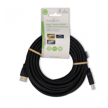 High Speed ​​HDMI™-Kabel met Ethernet | HDMI™ Connector | HDMI™ Connector | 4K@30Hz | ARC | 10.2 Gbps | 7.50 m | Rond | PVC | Zwart | Label