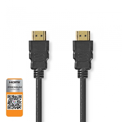 Premium High Speed ​​HDMI™-Kabel met Ethernet | HDMI™ Connector | HDMI™ Connector | 4K@60Hz | 18 Gbps | 1.00 m | Rond | PVC | Zwart | Label