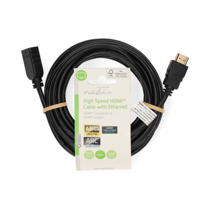 High Speed ​​HDMI™-Kabel met Ethernet | HDMI™ Connector | HDMI™ Output | 4K@60Hz | ARC | 10.2 Gbps | 5.00 m | Rond | PVC | Zwart | Label