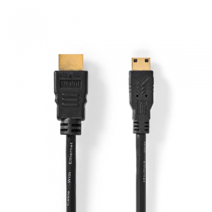 High Speed ​​HDMI™-Kabel met Ethernet | HDMI™ Connector | HDMI™ Mini-Connector | 4K@30Hz | 10.2 Gbps | 3.00 m | Rond | PVC | Zwart | Label