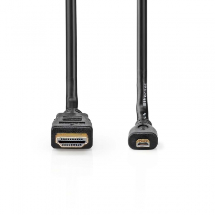 High Speed ​​HDMI™-Kabel met Ethernet | HDMI™ Connector | HDMI™ Micro-Connector | 4K@30Hz | 10.2 Gbps | 1.50 m | Rond | PVC | Zwart | Label