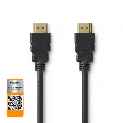 Premium High Speed ​​HDMI™-Kabel met Ethernet | HDMI™ Connector | HDMI™ Connector | 4K@60Hz | 18 Gbps | 1.00 m | Rond | PVC | Zwart | Envelop