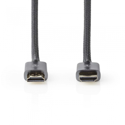 High Speed ​​HDMI™-Kabel met Ethernet | HDMI™ Connector | HDMI™ Connector | 4K@60Hz | ARC | 18 Gbps | 10.0 m | Rond | Katoen | Gun Metal Grijs | Cover Box