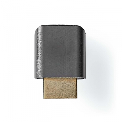 HDMI™-Adapter | HDMI™ Connector / HDMI™ Male | HDMI™ Output | Verguld | 90° Gehoekt | Aluminium | Gun Metal Grijs | 1 Stuks | Cover Window Box