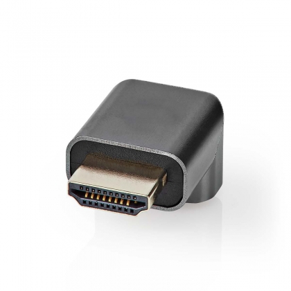 HDMI™-Adapter | HDMI™ Connector / HDMI™ Male | HDMI™ Output | Verguld | 90° Gehoekt | Aluminium | Gun Metal Grijs | 1 Stuks | Cover Window Box