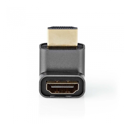 HDMI™-Adapter | HDMI™ Connector / HDMI™ Male | HDMI™ Output | Verguld | 270° Gehoekt | Aluminium | Gun Metal Grijs | 1 Stuks | Cover Window Box