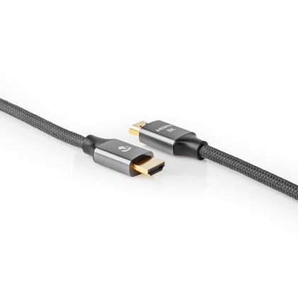 Ultra High Speed HDMI™-Kabel 2 meter | HDMI™-Connector - HDMI™-Connector | Gun Metal Grey | Gevlochten Kabel | 2,0 m