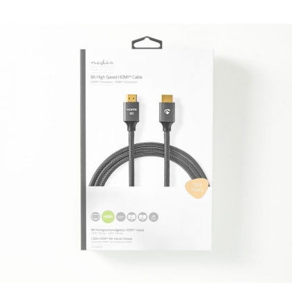 Ultra High Speed HDMI™-Kabel 2 meter | HDMI™-Connector - HDMI™-Connector | Gun Metal Grey | Gevlochten Kabel | 2,0 m