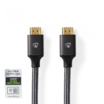 Ultra High Speed ​​HDMI™-Kabel | HDMI™ Connector | HDMI™ Connector | 8K@60Hz | 48 Gbps | 5.00 m | Rond | 6.7 mm | Gun Metal Grijs | Cover Box