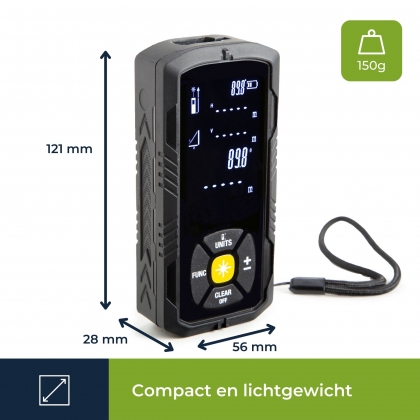 Digitale Laserafstandsmeter, nauwkeurige metingen tot 50 meter