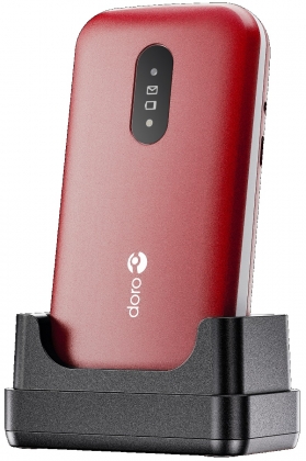 Doro 2820 4G telefoon rood/wit inclusief bureaulader