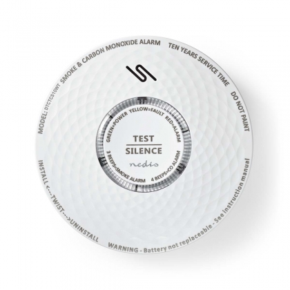 Rook- en koolmonoxidemelder | Batterij Gevoed | Batterijlevensduur tot: 10 Jaar | EN 14604 | Met testknop | 85 dB | ABS | Wit