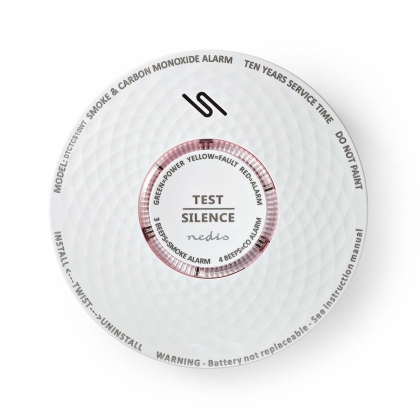 Rook- en koolmonoxidemelder | Batterij Gevoed | Batterijlevensduur tot: 10 Jaar | EN 14604 | Met testknop | 85 dB | ABS | Wit