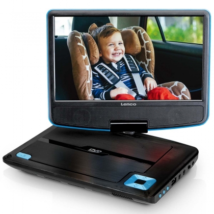 Draagbare 9" DVD-speler met USB-koptelefoon en montagebeugel Blauw / Zwart