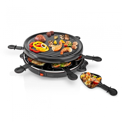 Gourmet / Raclette | Grill | 6 Personen | Spatel | Anti-aanbak laag | Rond