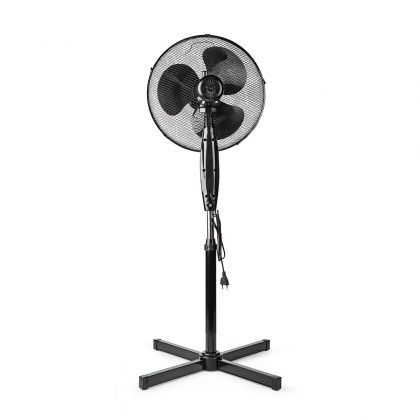 Staande Ventilator | Diameter: 400 mm | 3 Snelheden | Zwenkfunctie | 45 W | Verstelbare hoogte | Zwart