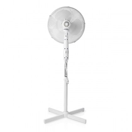 Staande Ventilator | Diameter: 400 mm | 3 Snelheden | Zwenkfunctie | 45 W | Verstelbare hoogte | Uitschakeltimer | Afstandsbediening | Briesstanden: Neutraal / Slaap | Wit