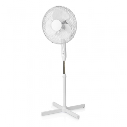 Staande Ventilator | Diameter: 400 mm | 3 Snelheden | Zwenkfunctie | 45 W | Verstelbare hoogte | Uitschakeltimer | Afstandsbediening | Briesstanden: Neutraal / Slaap | Wit