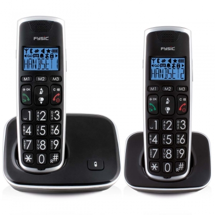 DECT seniorentelefoon met grote toetsen en 2 handsets zwart