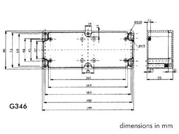 WATERDICHTE BEHUIZING IN POLYCARBONAAT - LICHTGRIJS - 195 x 80 x 55 mm