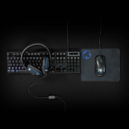 Gaming Combo Kit | 5-in-1 | Toetsenbord, Koptelefoon, Muis en Muismat | Zwart | QWERTZ | Duits