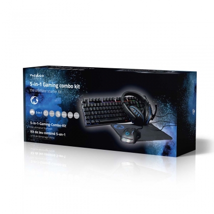 Gaming Combo Kit | 5-in-1 | Toetsenbord, Koptelefoon, Muis en Muismat | Zwart | QWERTZ | Duits