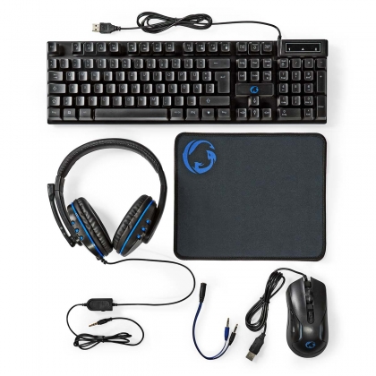 Gaming Combo Kit | 5-in-1 | Toetsenbord, Koptelefoon, Muis en Muismat | Zwart | QWERTZ | Duits