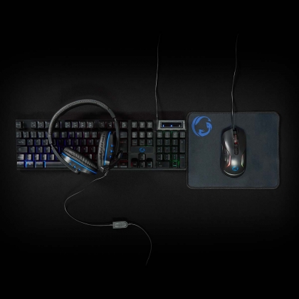 Gaming Combo Kit | 5-in-1 | Toetsenbord, Koptelefoon, Muis en Muismat | Zwart | AZERTY | Frans