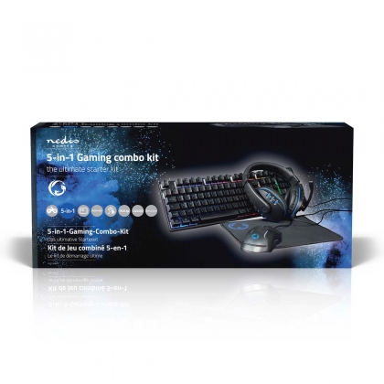 Gaming Combo Kit | 5-in-1 | Toetsenbord, Koptelefoon, Muis en Muismat | Zwart | AZERTY | Frans