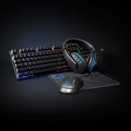 Gaming Combo Kit | 5-in-1 | Toetsenbord, Koptelefoon, Muis en Muismat | Zwart | QWERTY | US Internationaal