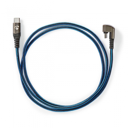 USB-Kabel | USB 2.0 | USB-C™ Male | USB-C™ Male | 480 Mbps | Verguld | 1.00 m | Rond | Gevlochten / Nylon | Blauw / Zwart | Cover Window Box