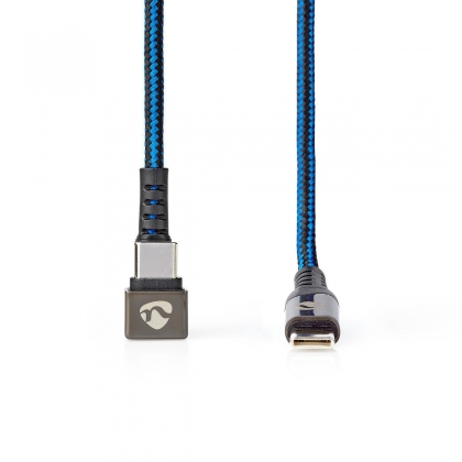 USB-Kabel | USB 2.0 | USB-C™ Male | USB-C™ Male | 480 Mbps | Verguld | 2.00 m | Rond | Gevlochten / Nylon | Blauw / Zwart | Cover Window Box