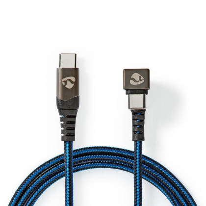 USB-Kabel | USB 2.0 | USB-C™ Male | USB-C™ Male | 480 Mbps | Verguld | 2.00 m | Rond | Gevlochten / Nylon | Blauw / Zwart | Cover Window Box