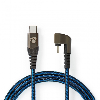 USB-Kabel | USB 2.0 | USB-C™ Male | USB-C™ Male | 480 Mbps | Verguld | 2.00 m | Rond | Gevlochten / Nylon | Blauw / Zwart | Cover Window Box