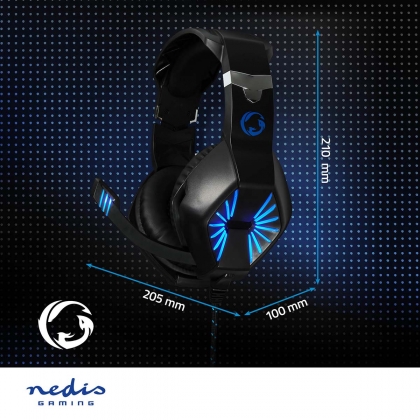 Gaming Headset | Over-Ear | Stereo | USB Type-A / 2x 3.5 mm | Inklapbare Microfoon | 2.20 m | LED