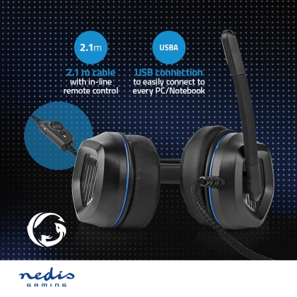 Gaming Headset | Over-Ear | Surround | USB Type-A | Inklapbare Microfoon | 2.10 m | LED