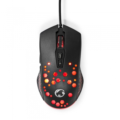 Gaming Muis | Bedraad | 800 / 1200 / 2400 / 3200 / 4800 / 7200 dpi | Instelbare DPI | Aantal knoppen: 7 | Programmeerbare knoppen | Rechtshandig | 1.50 m | RGB