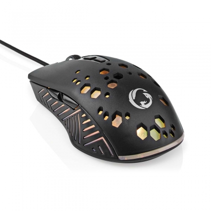 Gaming Muis | Bedraad | 800 / 1200 / 2400 / 3200 / 4800 / 7200 dpi | Instelbare DPI | Aantal knoppen: 7 | Programmeerbare knoppen | Rechtshandig | 1.50 m | RGB